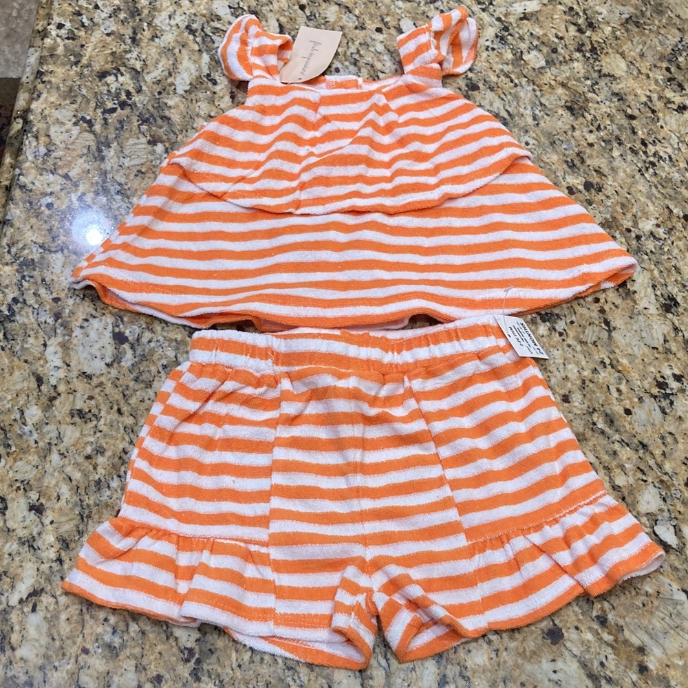 First Impressions Orange and White Striped Set